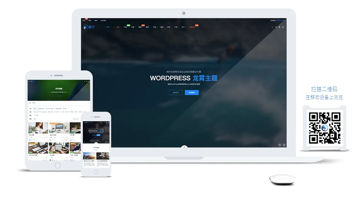 龙霄主题:WordPress+Nuxt.js构建的集商城课程产品问答视频等多功能应用 - 第1张