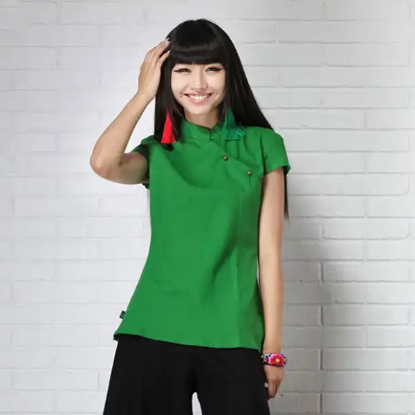 民族风品质天然纯亚麻女装夏装新款纯色短袖T恤衫甜美修身款