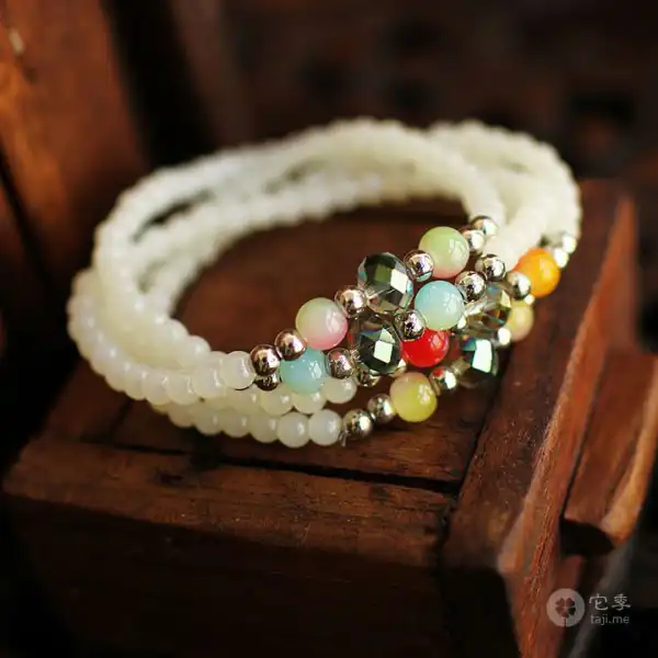 民族风它季新款波西米亚女款多层手串寓意四季平安白玛瑙手链
